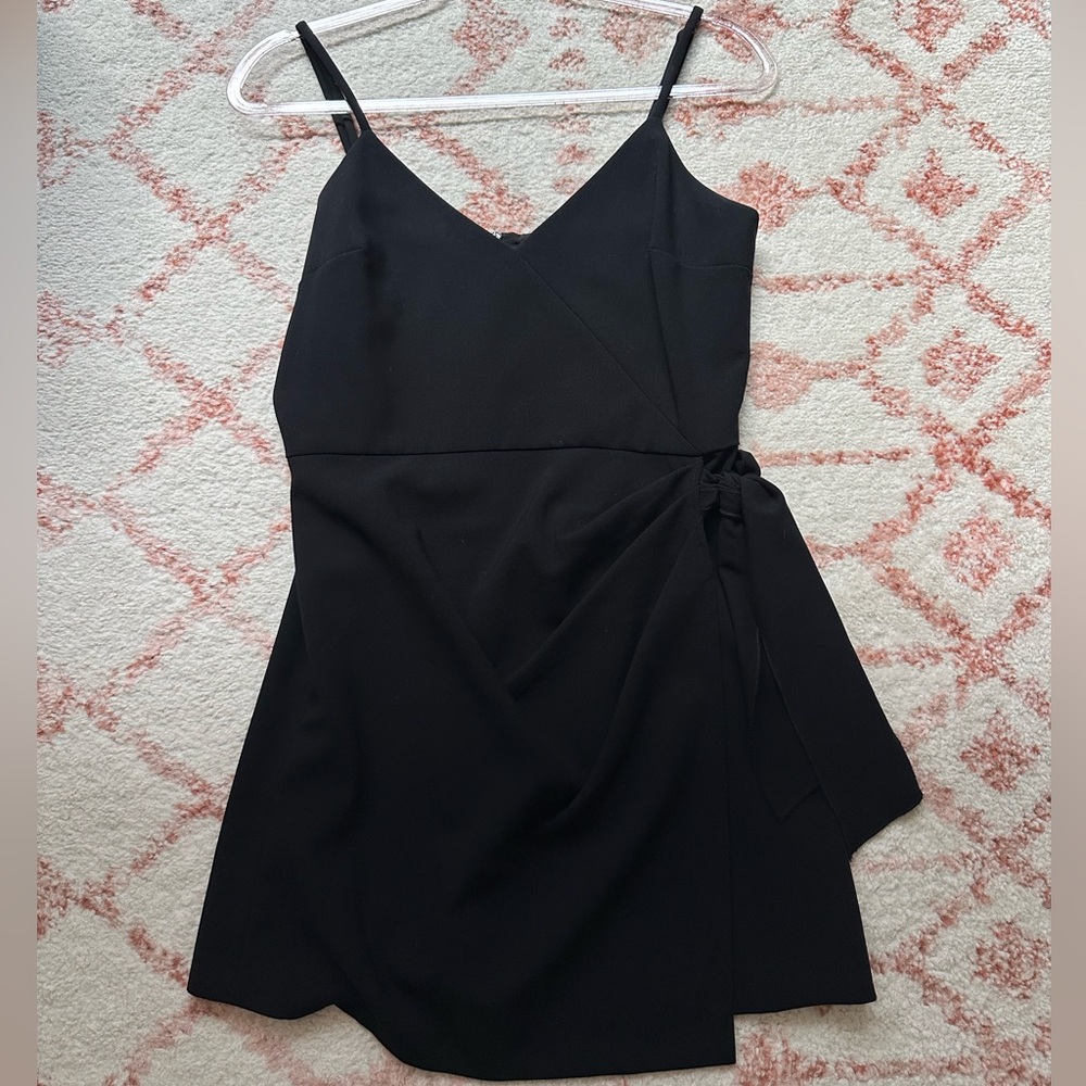 French Connection Black V-Neck Wrap Mini Dress - Women